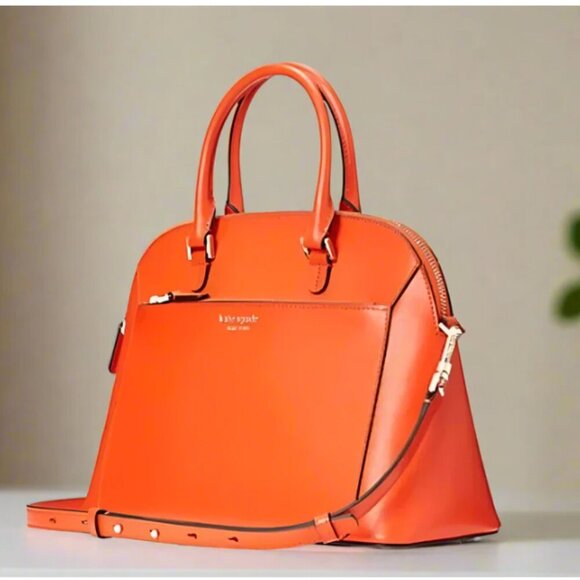 Kate Spade Louise Dome Satchel Medium Leather Crossbody Top Handle Bag Tamarillo - Picture 10 of 10